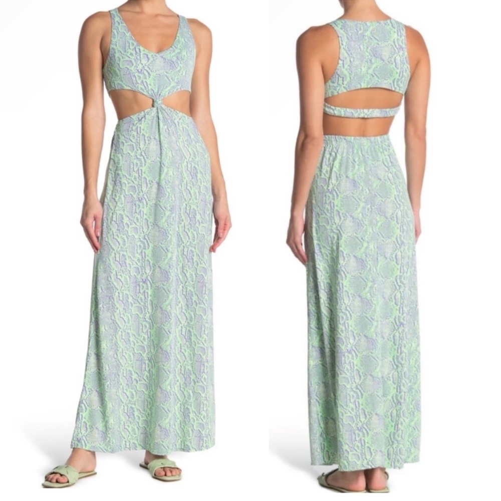 Maaji Lime and Purple Cutout Maxi Dress